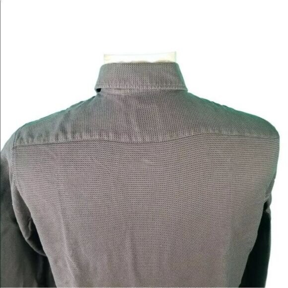 Hugo Boss Medium Brown Mini Check Cotton Long Sleeve Button Front Shirt - Picture 2 of 6